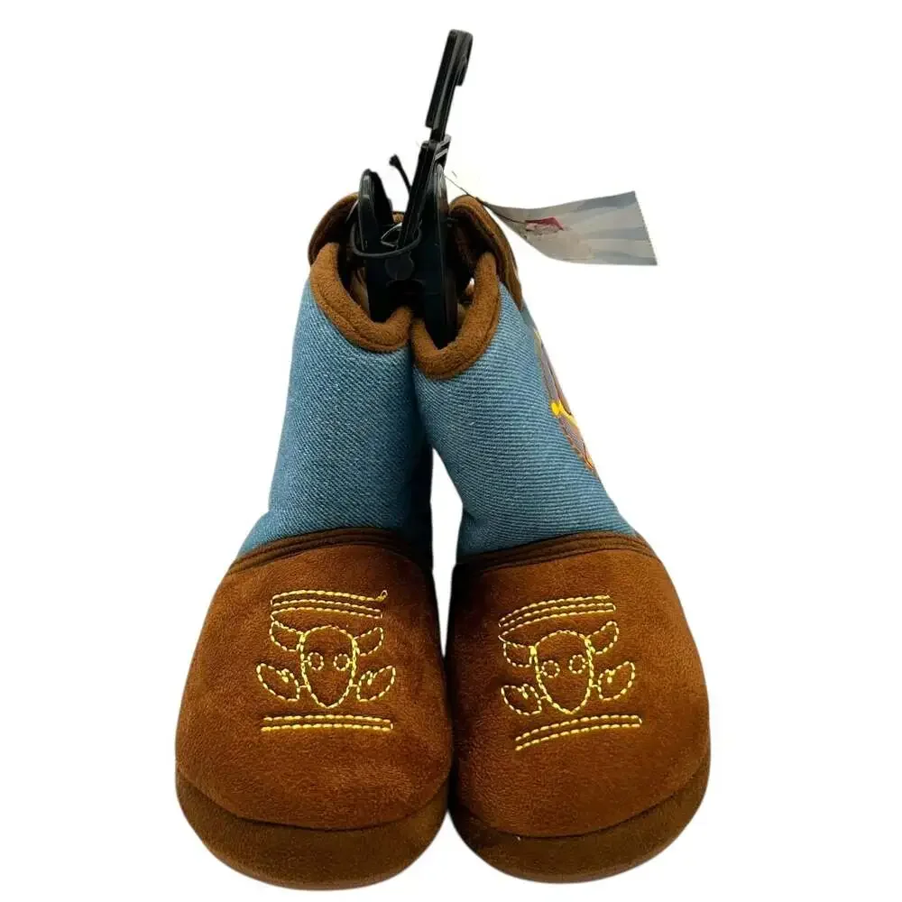 Disney Pixar Boy's Brown Toy Story Woody Cowboy Nonslip Boot Slippers Size 7-8